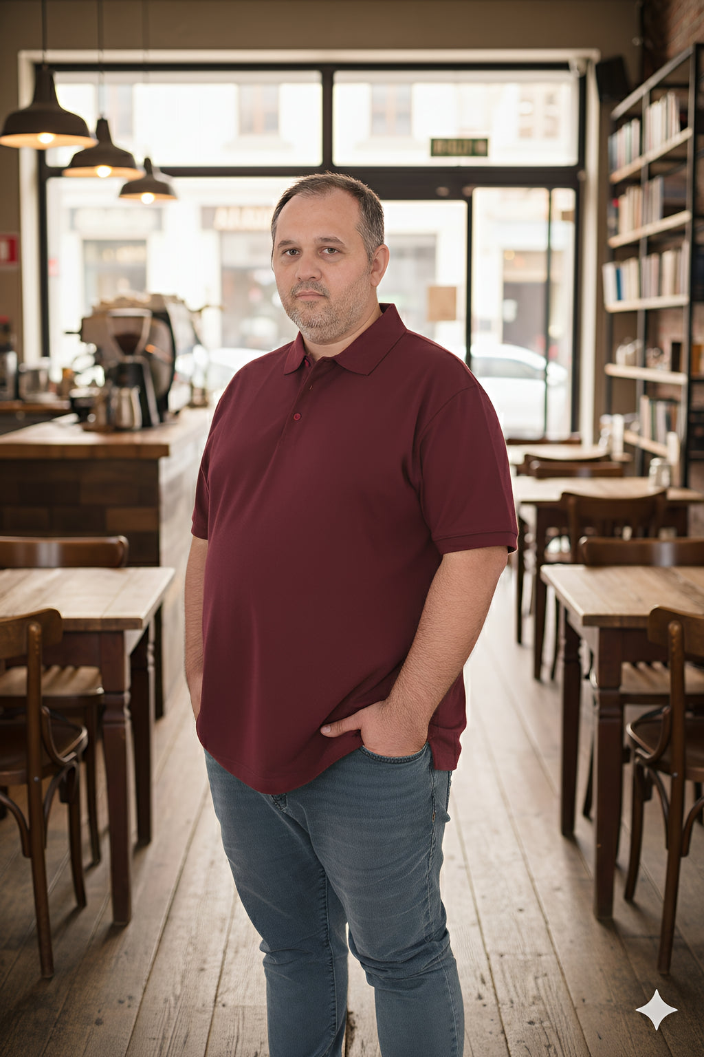 Büyük Beden Unisex POLO YAKA T-Shirt Bordo