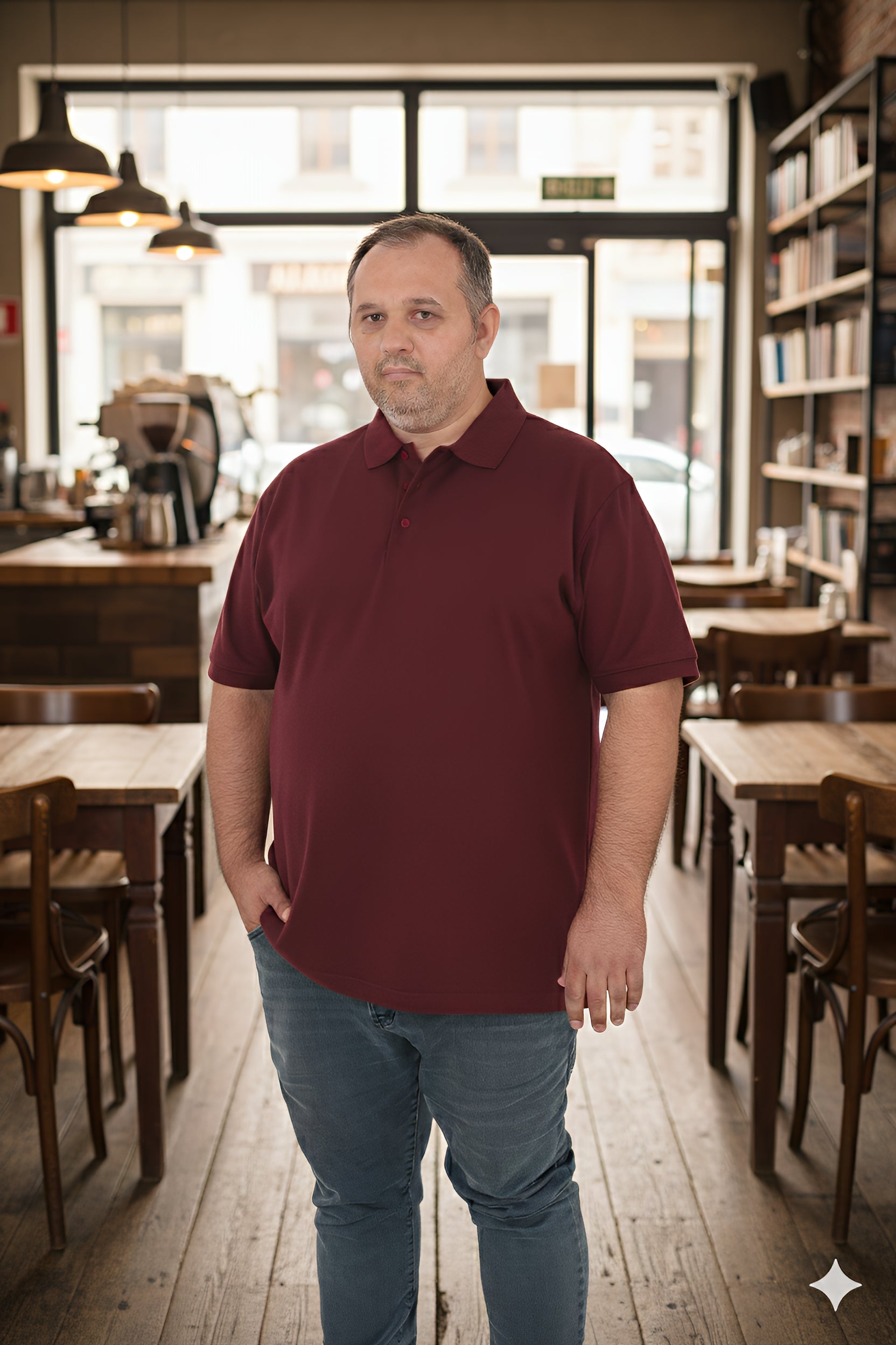 Büyük Beden Unisex POLO YAKA T-Shirt Bordo