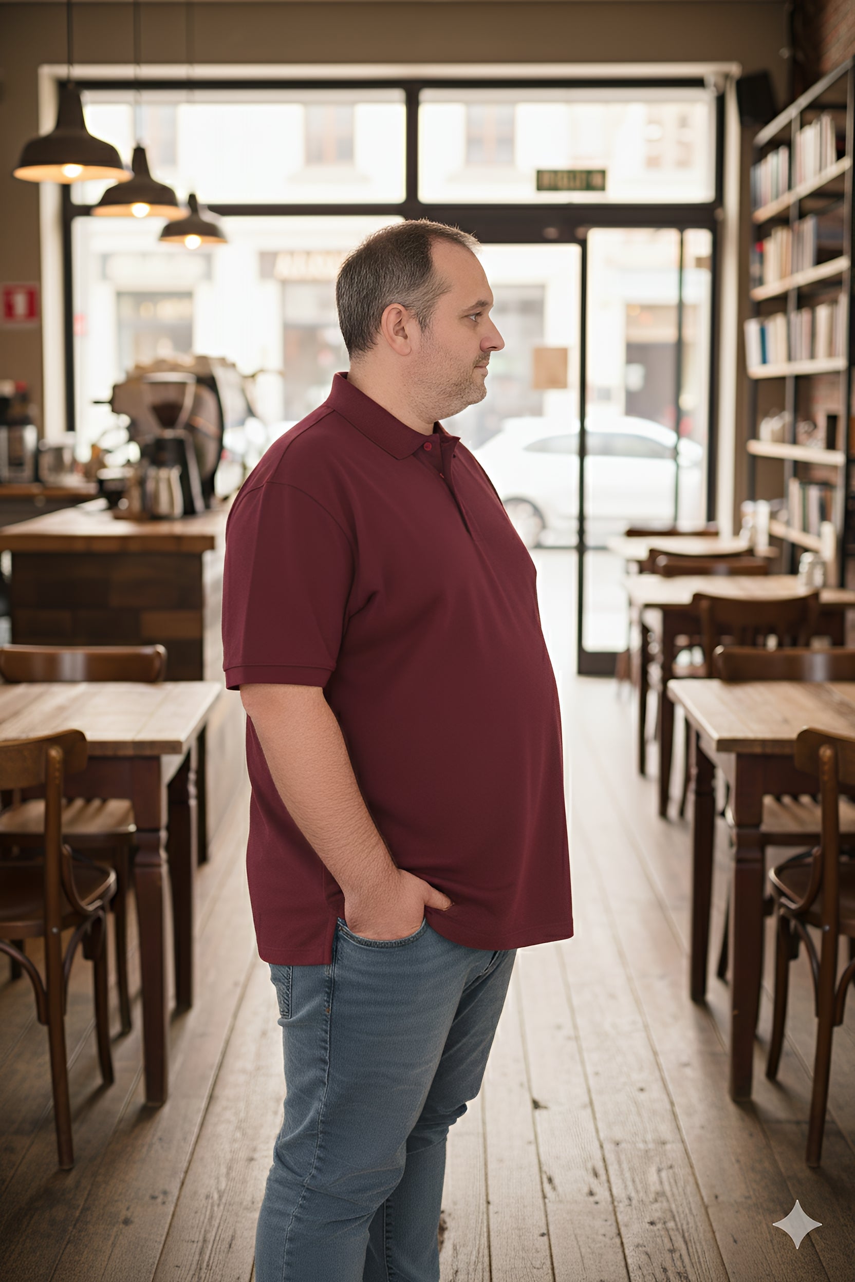 Büyük Beden Unisex POLO YAKA T-Shirt Bordo