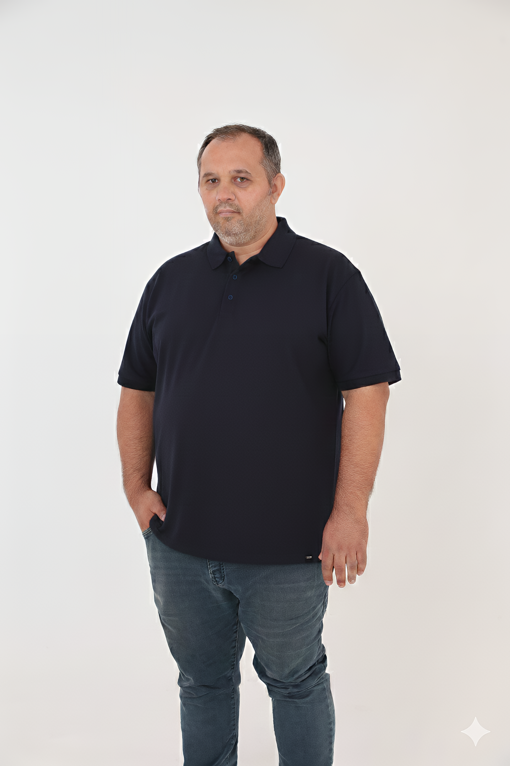 Büyük Beden Unisex POLO YAKA T-Shirt Lacivert