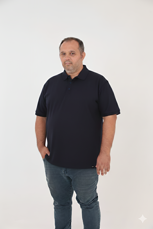 Büyük Beden Unisex POLO YAKA T-Shirt Lacivert