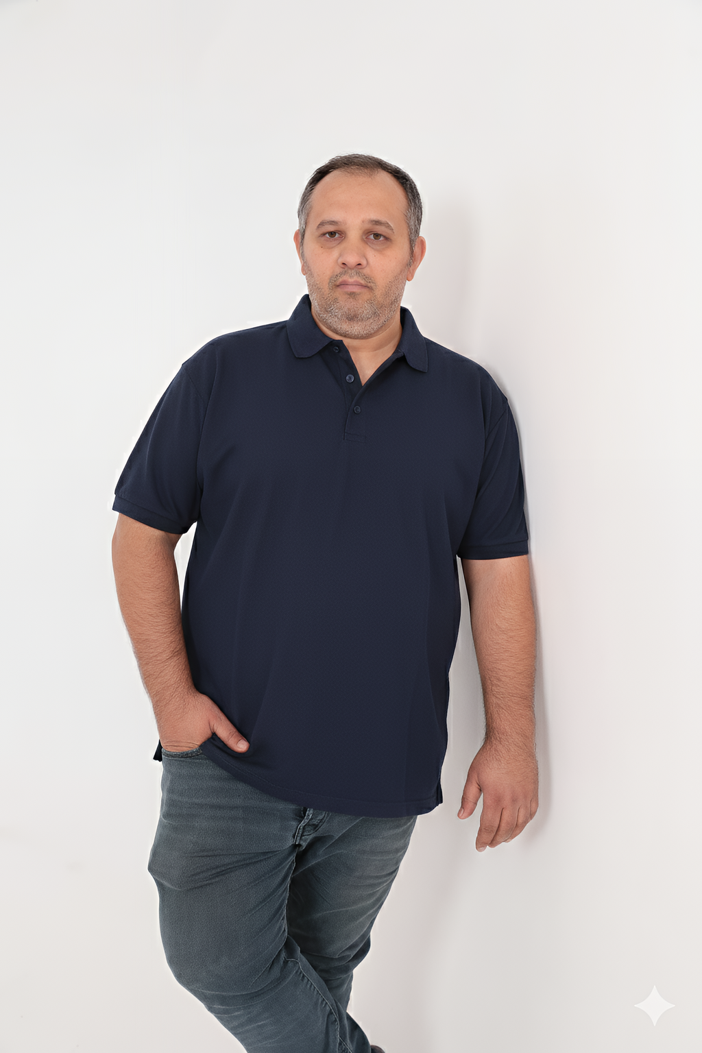 Büyük Beden Unisex POLO YAKA T-Shirt Lacivert