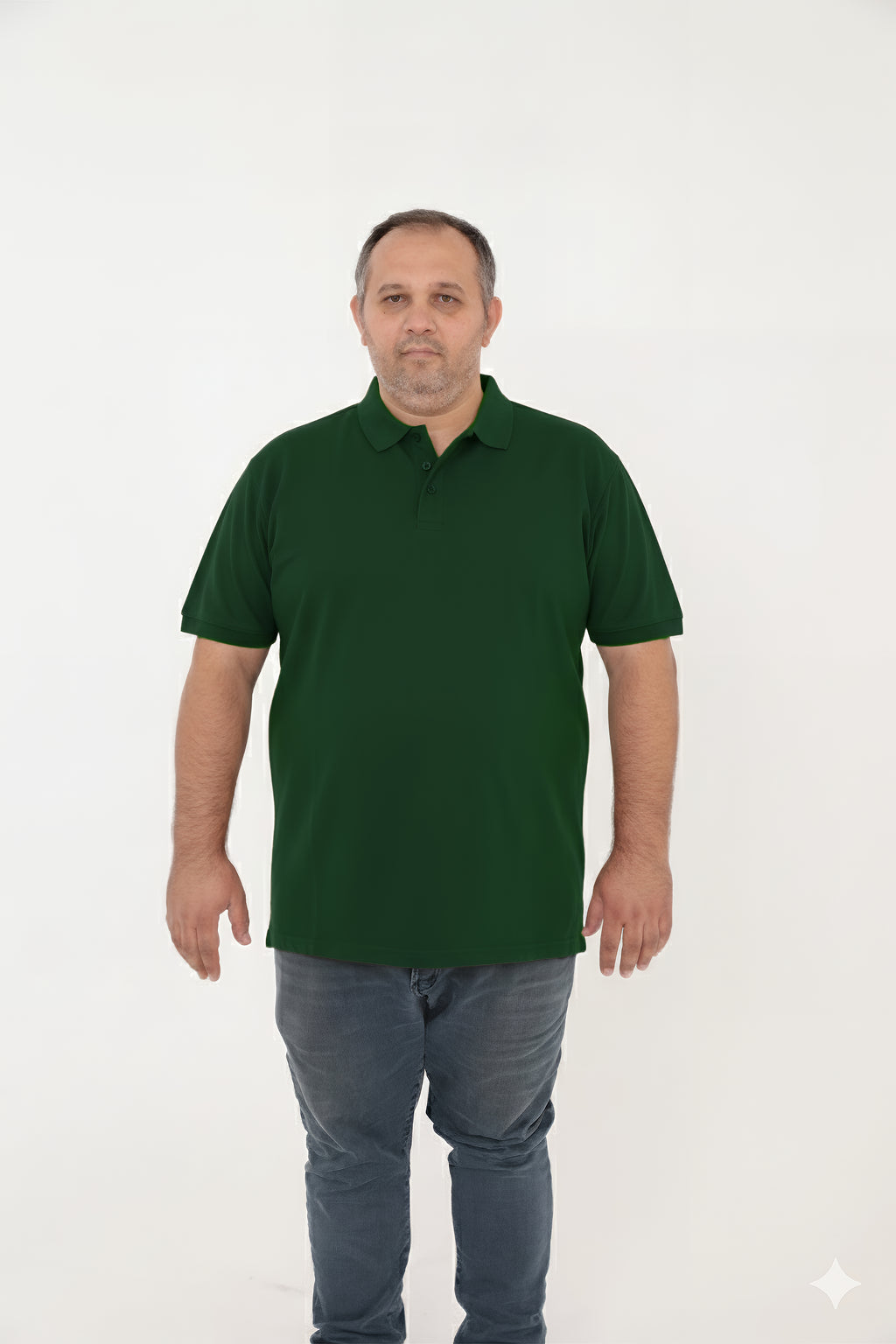 Büyük Beden Unisex POLO YAKA T-Shirt Koyu Yeşil