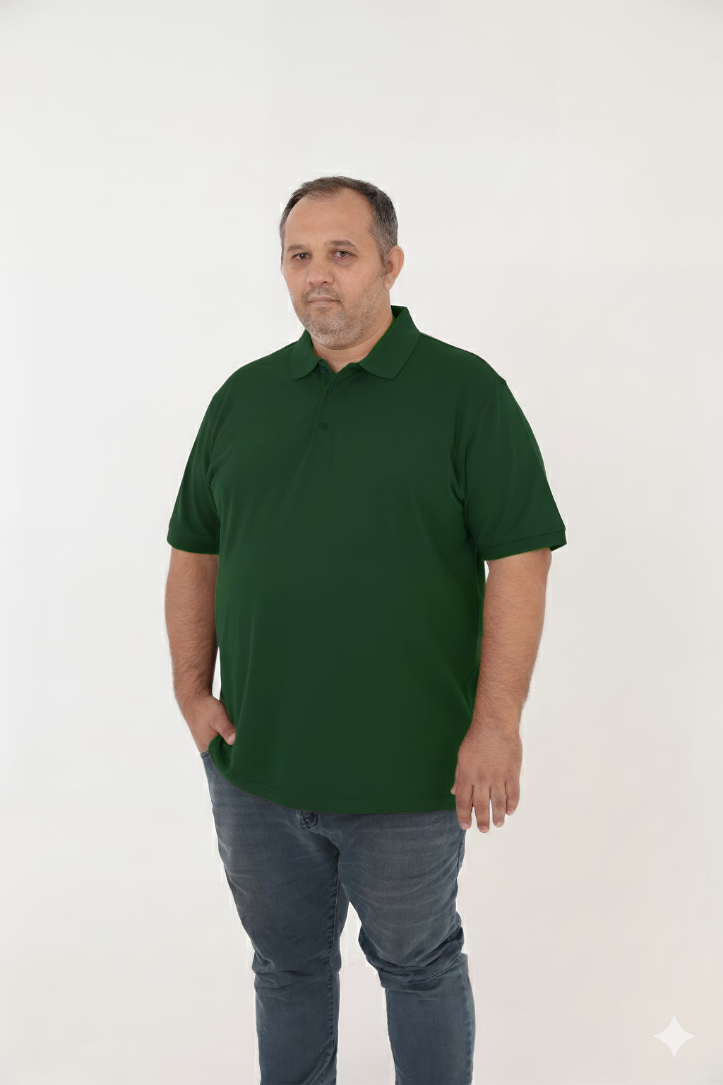 Büyük Beden Unisex POLO YAKA T-Shirt Koyu Yeşil