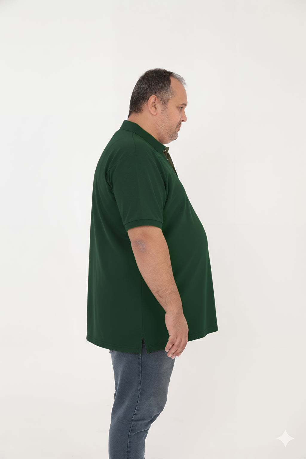 Büyük Beden Unisex POLO YAKA T-Shirt Koyu Yeşil