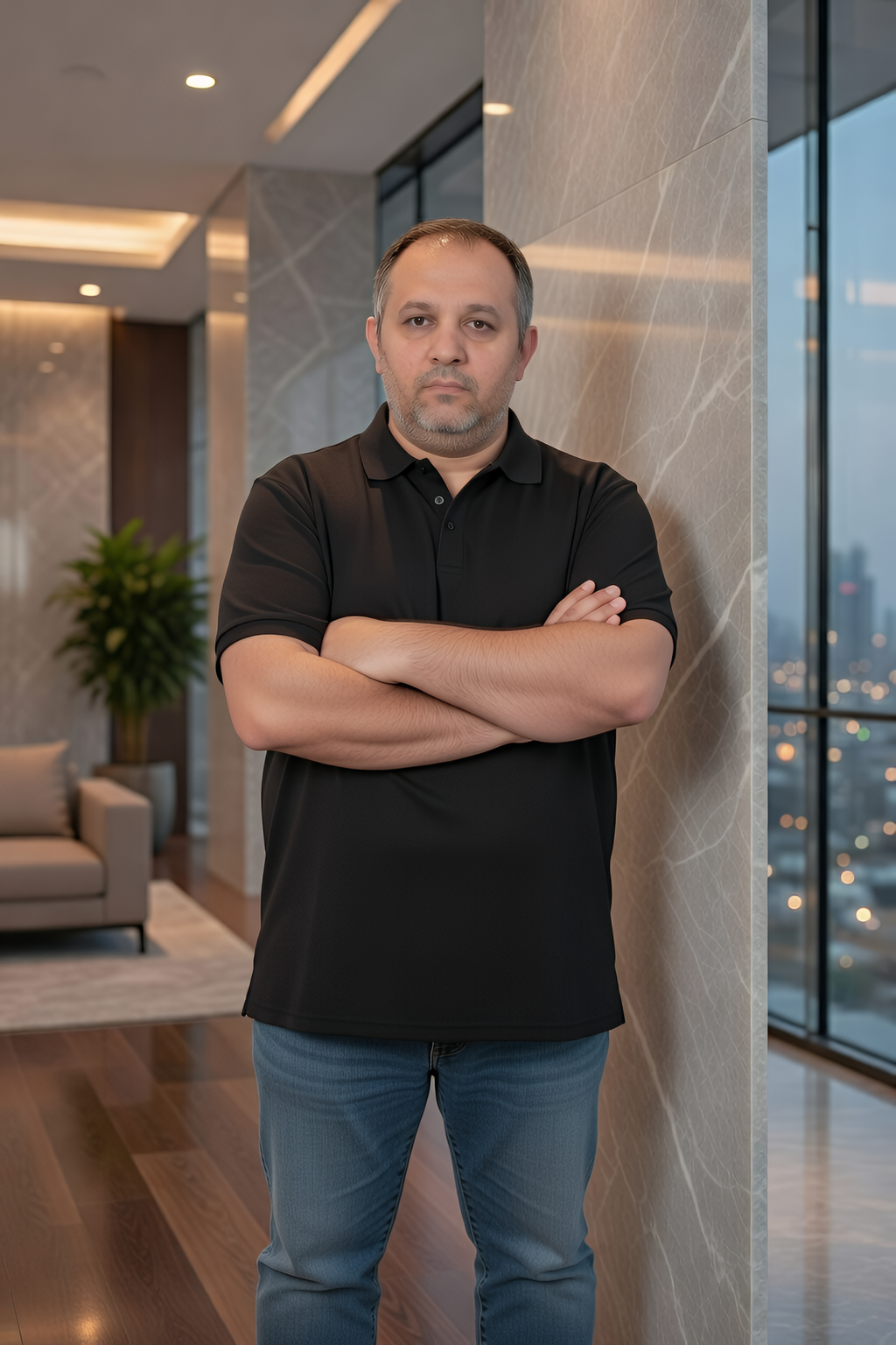 Büyük Beden Unisex POLO YAKA T-Shirt Siyah